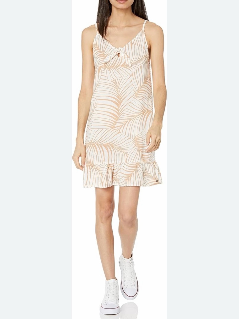 Roxy Cream Mini Dress with Tan Palm Print